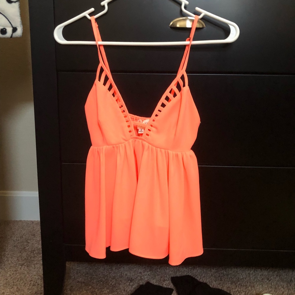 Orange low cut top